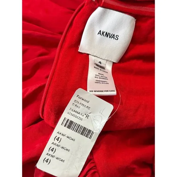 AKNVAS for FWRD Greta Stretch Puff Jersey Dress in Red 4 New Womens Mini